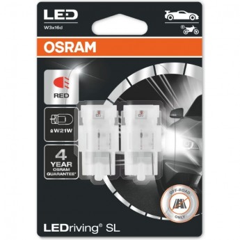 Автолампы OSRAM LED ≜W21W LEDRIVING SL 7505DRP-02B RED Красные