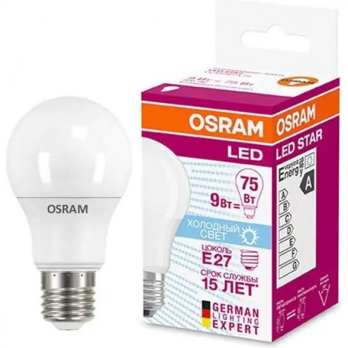 Лампа светодиодная LED OSRAM STAR Classic A 75 8.5W/840 8.5Вт 4000К E27 806лм 220-240В 4058075086647