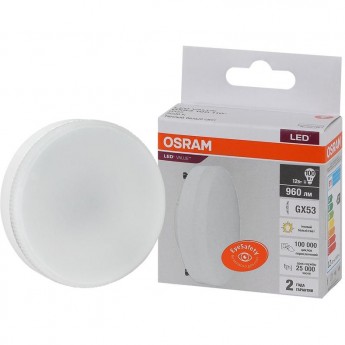 Лампа светодиодная LED OSRAM VALUE LVGX53100 12SW/830 12Вт GX53 230В 10х1 Лампа светодиодная LED OSRAM VALUE LVGX53100 12SW/830 12Вт GX53 230В 10х1